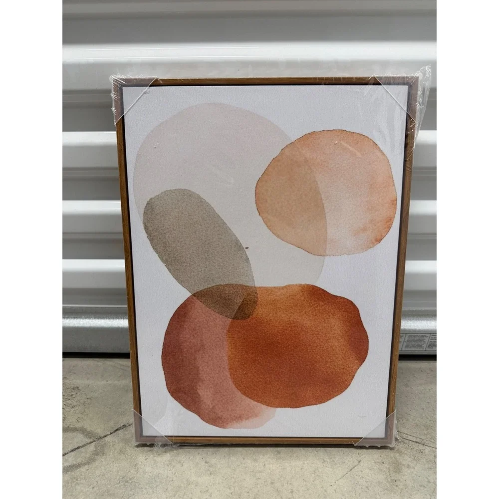 Modern Abstract Watercolor Framed Canvas Wall Art Terracotta Boho 12x16